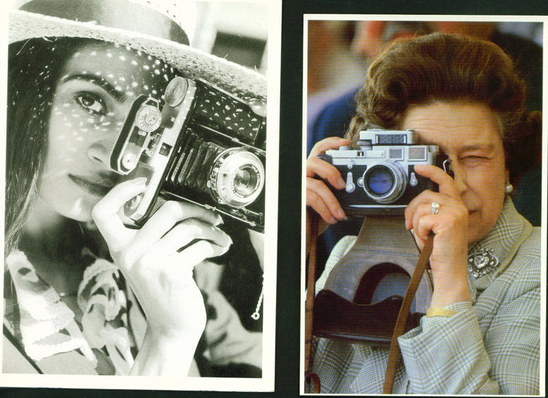Queen Elizabeth using a still film camera.  From Al's Kodak Girls, chicagosee.com