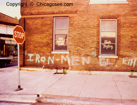 "Iron-Men" Chicago gang graffitti, 1978