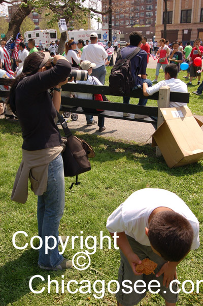 Woman photographer, Chicago Immigration Rally, May 1, 2007