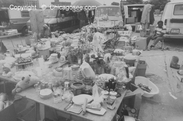 Maxwell Street table vendor, 1981