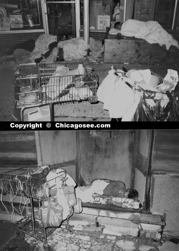 Homeless sleeping with their shopping carts