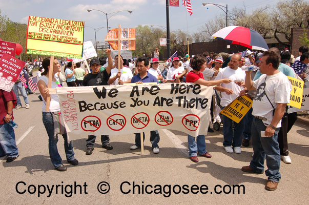 Pro-Immigration banner, Chicago, May 1, 2007