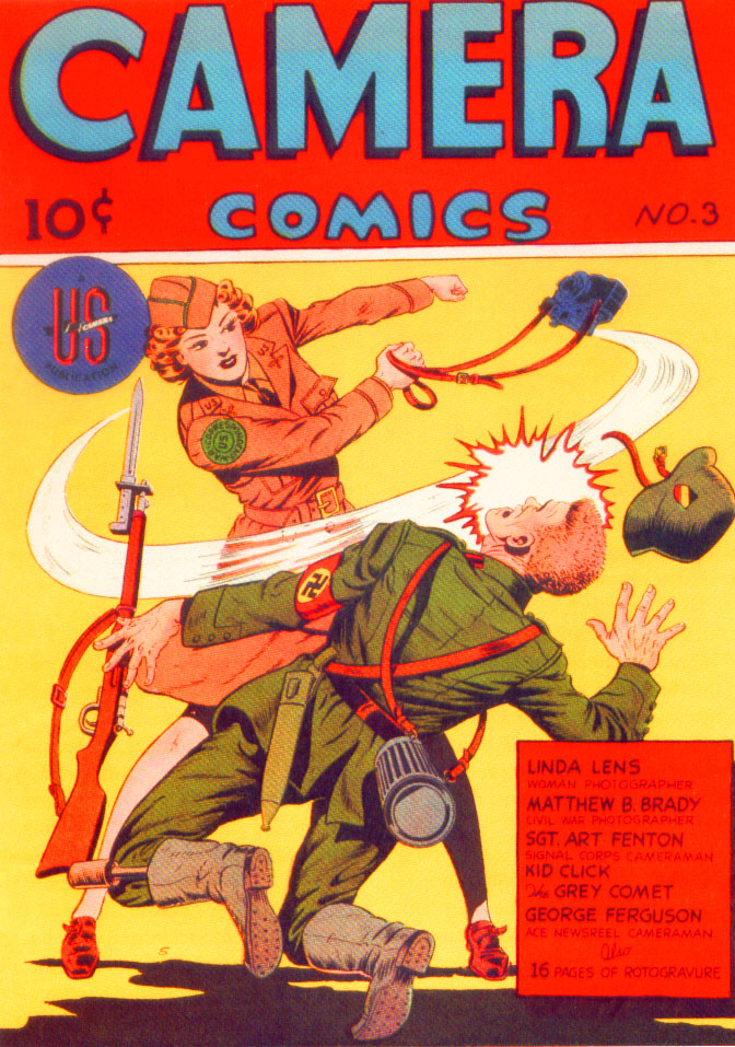 World War II  woman camera soldier swings at a nazi!  On chicagosee.com 