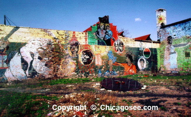 Fred Hampton, Chicago Black Panther, wall mural on chicagosee.com