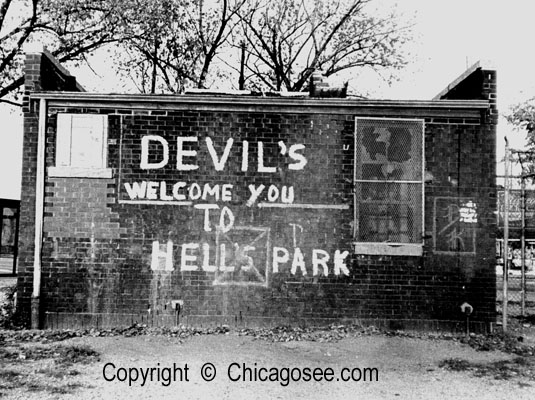 "Hell's Park" Chicago, gang grafitti, 1980