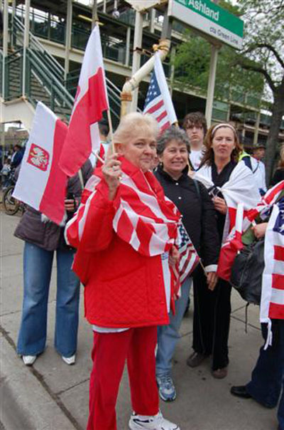 Polish join Immigration March, Chicago, 2006