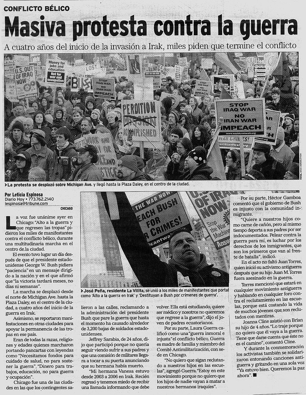 Chicago antiwar news in Spanish on chicagosee.com