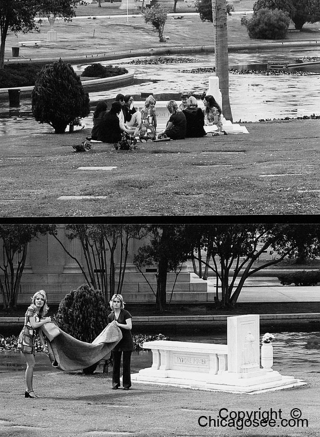 Tyrone Power gravesite, Hollywood 1972, on chicagosee.com