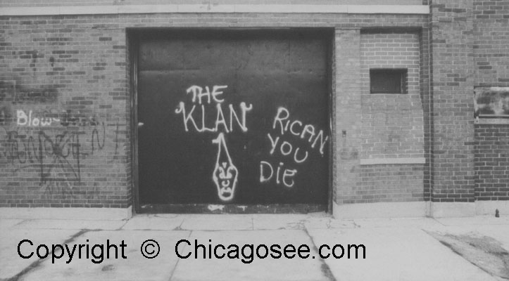 "Klan" anti Puerto Rican graffiti in Chicago, 1982