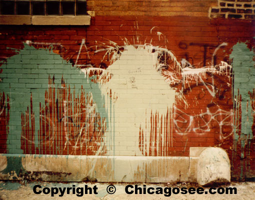 grafitti splattered over, Chicago, 1983
