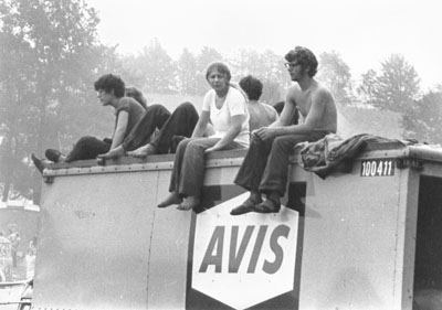 Woodstock, backstage just sitting on top of atruck