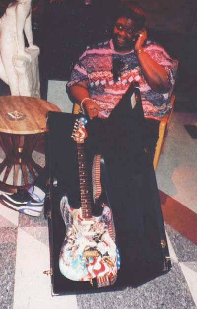 Buddy Miles, Peter Max painted Hendrix guitar, Chicago