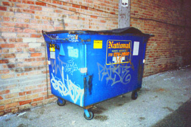 alley dumpster with grafitti, Chicago