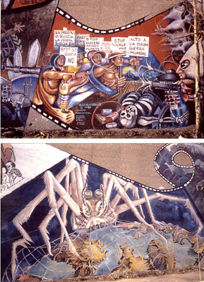Marcos Raya, Chicago Muralist, 18th street railroad track antiwar painting