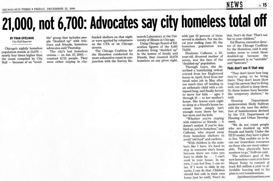 Homeless in Chicago accurate figures report on chicagosee.com