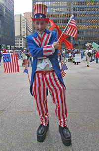 "Uncle Sam" at antiwar protest Chicago Federal Plaza, 2006