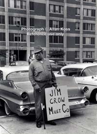Photograph of Jim Crow protester, Chicago, 1963