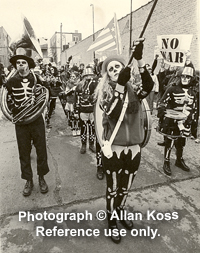 Skeleton Marching Band, "No War" Protest
