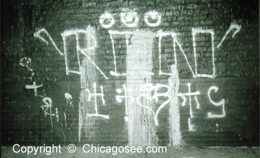 Graffiti scrawl, splattered, Chicago
