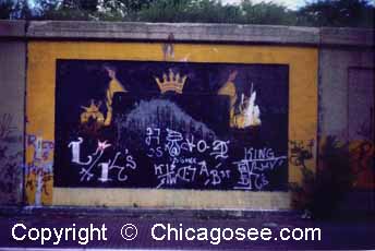 Grafitti Latin Kings, Chicago Railroad tracks, 1981