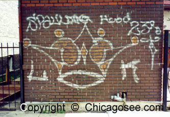 "Spaulding Hood." Chicago street graffiti, 1981