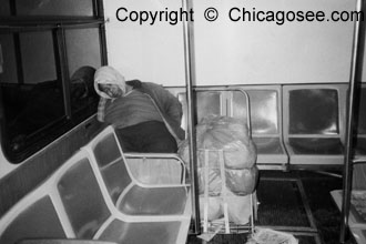 Homeless woman rides Chicago bus at night