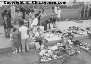 Street clothes vending, Chicago, 1981