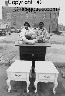 Maxwell Street furniture vendors Chicago, 1981