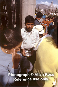 Blind man begging, Basilica de Guadalupe, Mexico