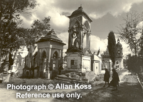 Towering Cemetery monuments, Mexico