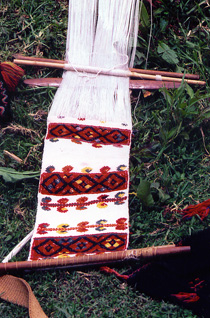 Small Maya backstrap loom (close-up), Mexico