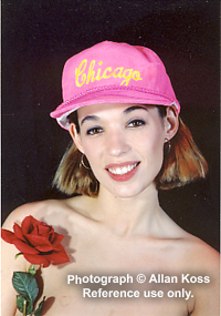Model wearing a "Chicago" cap