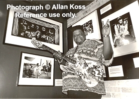 Buddy Miles posing with a Hendrix guitar, Chicago