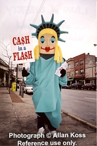 "Fast Cash" Statue of Liberty, comic in Chicago