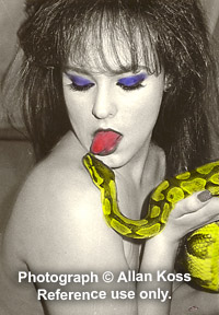 Woman kissing snake, comic 
