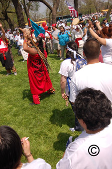 Conch shell convocation, Chicago Immigration March, May 1,2007