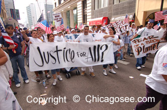 "Justice for All" banner, Chicago, May 1,2007