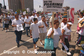 "Did the Pilgrims have Papers" Chicago Immigration Protest, May 1, 2007