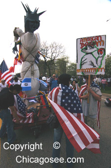 Statue of Liberty in Chicago Protest, May 1, 2007